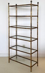 A Fabulous Vintage Brass Faux Bamboo Etagere - Palm Beach Regency At Its Best!