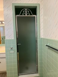 An MCM Textured Glass Decorative Shower Door By Lehman - Primary