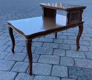 Vintage 2 Tier Accent 'step' Table W/ Unique Side Panels