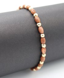 Goldstone & 14k Yellow Gold Bead Bracelet