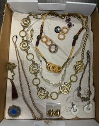 Lot Of Jewelry Collection - Necklaces, Ear Rings, Pins, Beaded Necklaces Multicolors & More. MP/A3