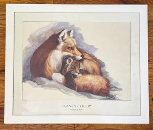 A Vintage Clancy Cherry Print - Vixen And Pup - Nicely Framed