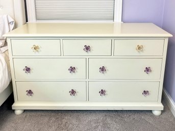 A Painted Pine Dresser By Pottery Barn, With Custom Glass Pulls