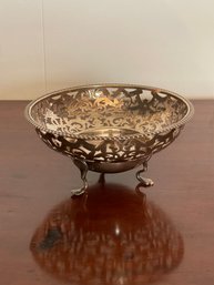 Antique Sterling Reticulated Basket Candy Comport Compote Bowl