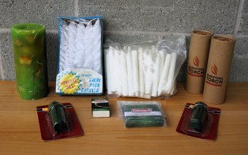 Camping Supplies With Survival Torches, Candles, Waterproof Matches, Etc.