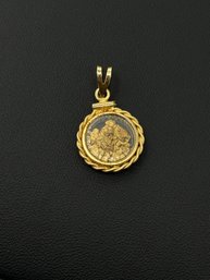 Genuine Placer Gold 22k Nuggets In 14k Yellow Gold Glass Locket