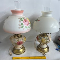 Pair Of Hand Painted Vintage 2 Tier Lamps