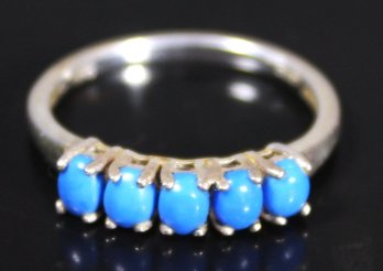 VERY FINE CONTEMPORARY STRELING SILVER TURQUOISE RING SIZE 7