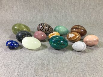Lot C - Group Lot Of 13 Semi Precious Stone Eggs - Amazing Lifetime Collection - Just Look At The Colors !