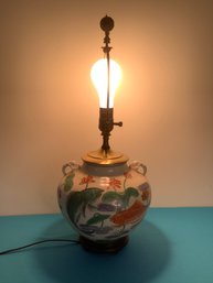 ASIAN FISH PAINTED TABLE LAMP