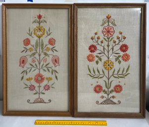 Pair Of Mid-Century Needlepoint Framed Art