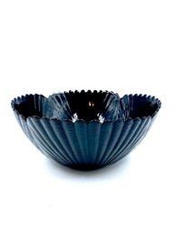 Large Vintage Black Glass Seashell Serving Bowl