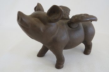 Vintage Cast Iron Primitive Flying Pig Bank