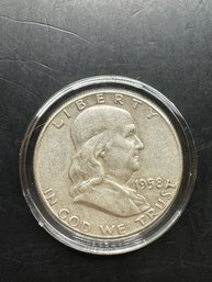 1958 Benjamin Franklin Silver Half Dollar