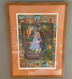 Framed Signed And Numbered Print 'Frances And The Wolf' By John August Swanson (American 1938-2021)