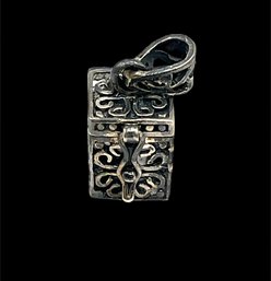Vintage Sterling Silver Intricate Box Pendant