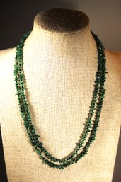 GENUINE EMERALD GEMSTONE BEADED NECKLACE 36' LONG