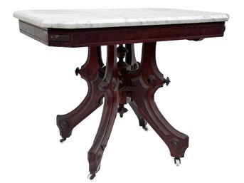 An Antique Empire Side Table With Marble Top