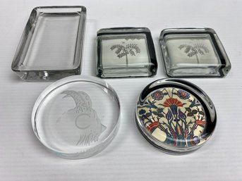 Flat Glass Paperweights (5)