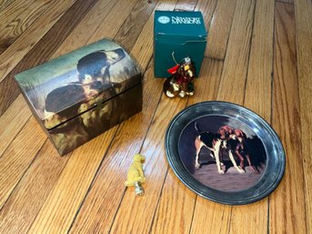 Nice Setter Retriever Lot Tray Box Ornament & Finial