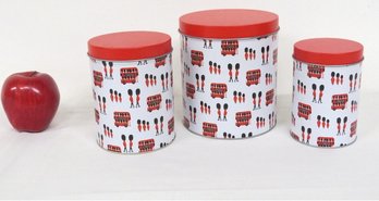 A Trio Of London Bus Countertop Storage Tins, Nesting