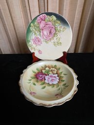 Vintage Enesco Japan Floral Decorative Plates