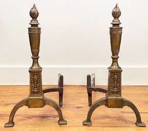 A Pair Of Grand 19th Century French Empire Fireplace Chenets