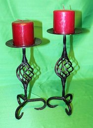 Pair Cast Iron Candlesticks