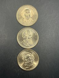 3 Presidential Dollars Martin Van Buren, Franklin Pierce, Rutherford B. Hayes