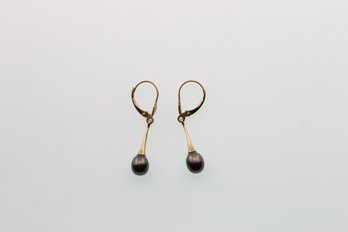 14k Yellow Gold Pearl Earrings