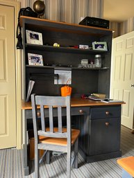 An EG Furniture Maple 3 Drawer Desk With Removable Hutch - Blue Stain And Maple Trim*