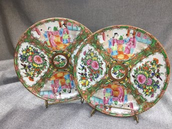 Lot Of Three (3) ANTIQUE / VERY OLD Rose Medallion Plates - Very Pretty Pieces - Same Westport Estate