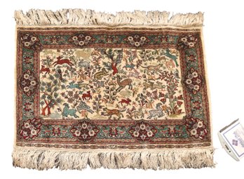 Small Silk Turkish  Yuksel Carpet With Fringe