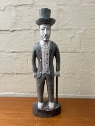 Vintage Wood Folk Art Dapper Dan Man  - Handcarved