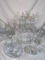Collection Of Assorted Clear Glass Candy Jars Salt Cellars Snifter Trinket Footed Cut Glass Bowl No Chips
