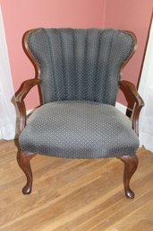 Wide Mahogany Upholstered Armchair