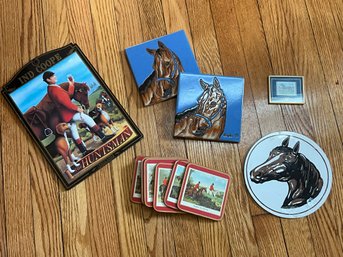 Equestrian Horse Themed Lot Trivets, Coasters, Signs, & More