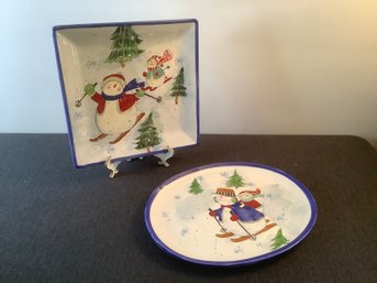 Certified International Christmas Winter Platters Set Of 2