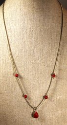 CONTEMPORARY STERLING SILVER GENUINE CORAL NECKLACE SOUTWESTERN 18'