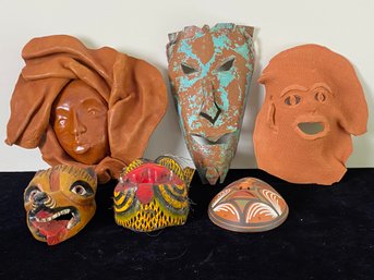 Lot Of Wood Carved Masks