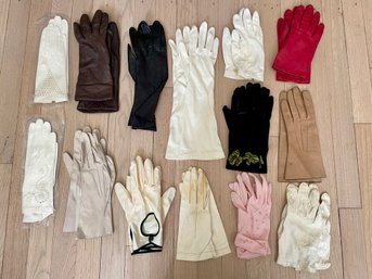 Selection Of Vintage Ladies Gloves, Mostly Leather