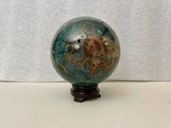 Ocean Jasper Sphere On Stand, 2 Lb 8.8oz