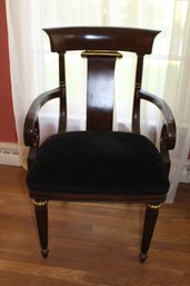 Mahogany And Gold Upholstered Seat Armchair