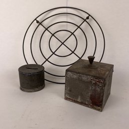 Wire Rack And Two Small Tin Banks