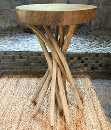 A Modern Raw Edge Wood Side Table