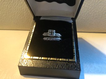 14k White Gold Keepsake Wedding And Engagement Ring Set - See Notes