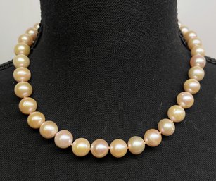 Vintage WW Hand Knotted 9 Inch Champagne Pearls With 14K Clasp And Blue Pouch