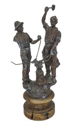 Metal Black Smith Workers Statue