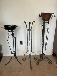 Lot Of 3 Vintage Wrought Iron Plant Stands