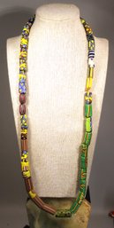 Antique African Venetian Millefiori Art Glass Beads Necklace